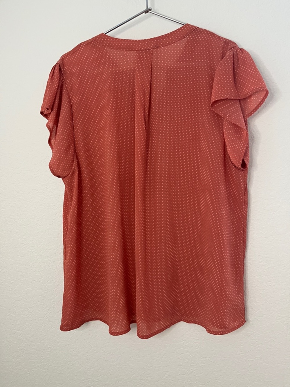 Perch By Blu Pepper Rust Polka Dot Short Sleeve Blouse with Button Placket - Picture 3 of 5
